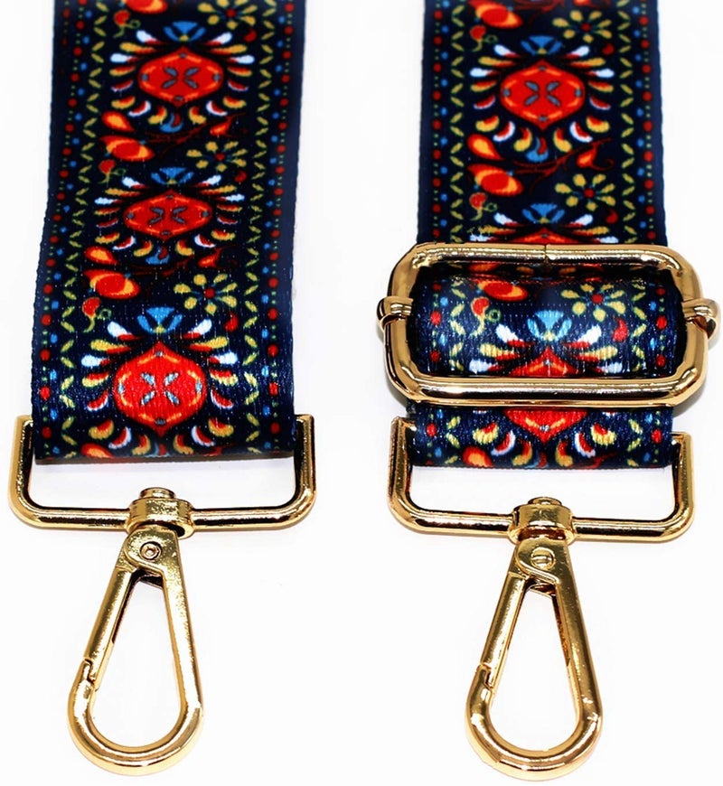 Model Worker Canvas Purse Strap 1.5" Wide Handbag Purse Strap Adjustable Canvas Replacement Crossbody Strap Guitar Style Multicolour Strap with Gold Metal Buckle (Style9) - Image 4