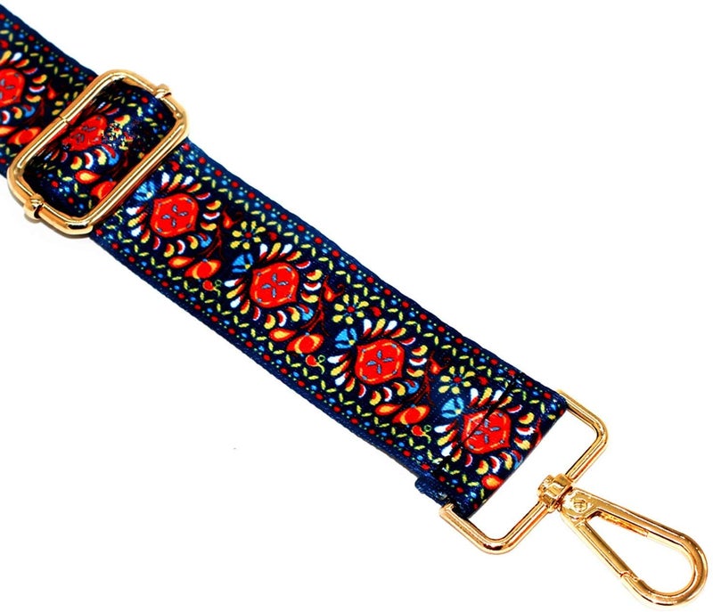 Model Worker Canvas Purse Strap 1.5" Wide Handbag Purse Strap Adjustable Canvas Replacement Crossbody Strap Guitar Style Multicolour Strap with Gold Metal Buckle (Style9) - Image 2