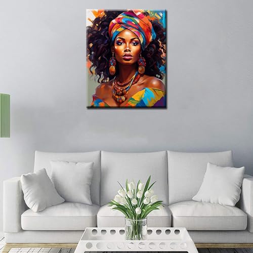 Tucocoo Paint by Number African Women Graffiti Portrait DIY Painting on Canvas with Brushes Acrylic Paints Afro Black Women Paint by Numbers for Adults and Kids Student Beginner 16x20 Inch（Frameless） - Image 3
