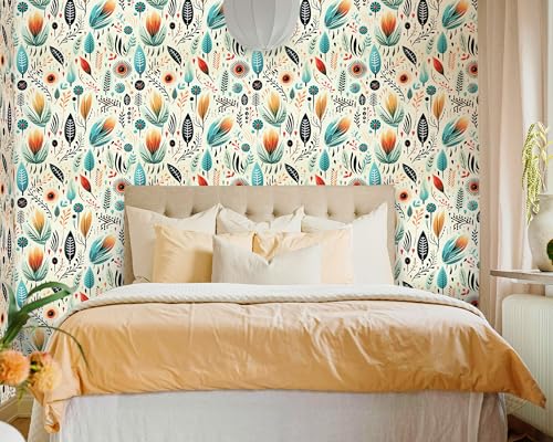 FLFK Boho Wallpaper Peel and Stick Vintage Country Floral Wallpaper 16in x 64in for Bedroom Shelf Cabinet Countertops - Image 4