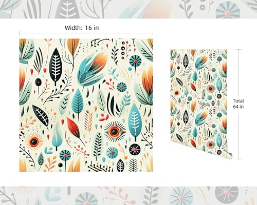 FLFK Boho Wallpaper Peel and Stick Vintage Country Floral Wallpaper 16in x 64in for Bedroom Shelf Cabinet Countertops - Image 2