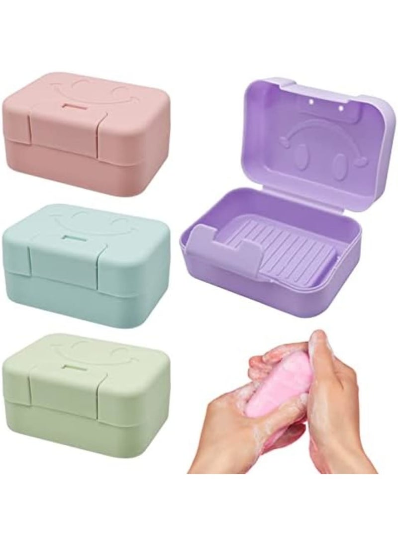 Luckam 4 Pack Soap Holder Travel Soap Case Portable Soap Box Leak Proof Soap Bar Holder Dish Container in 4 Colours (11 x 7.5 x 5.3cm) - Image 1