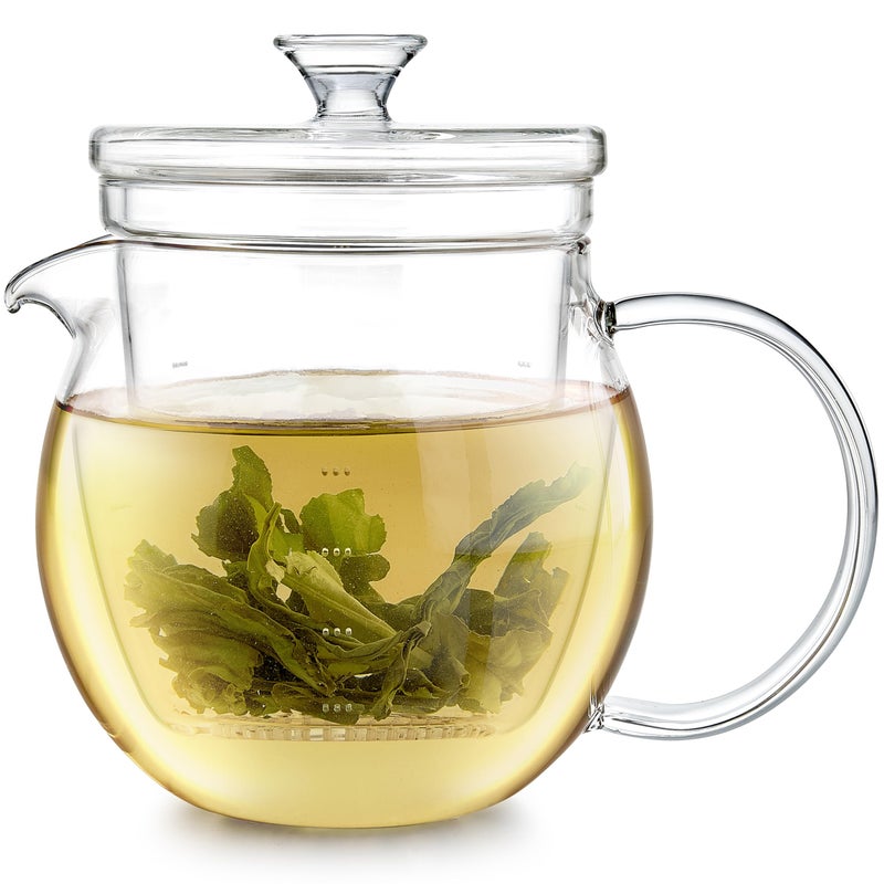 Teabloom Gardenia Glass Teapot with Infuser â€“ 100% Borosilicate Glass, Microdot Infuser for Loose Leaf Tea, 27 oz (3-Cup) Capacity, Plastic-Free & Lead-Free, Stovetop Safe - Image 1