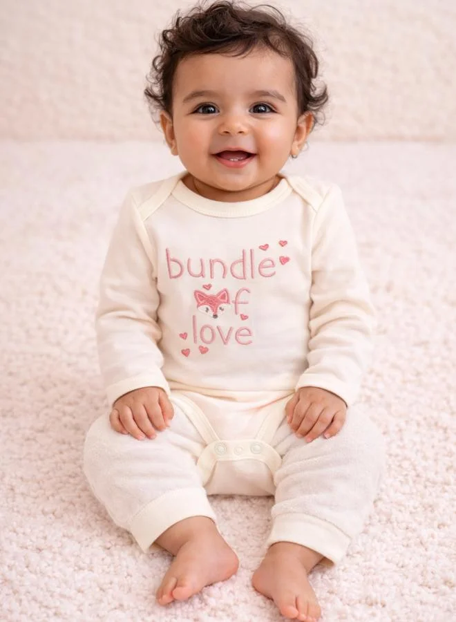 Luna & Lily 3-Piece Graphic Bodysuit, Cozy Pants and Mittens Set