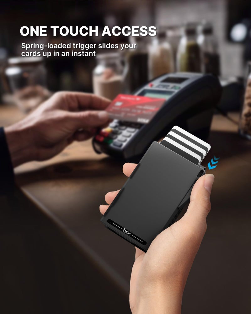 typecase Tactical Wallet for Men Card Holder: Pop Up Card Case, Genuine Leather, Smart, RFID Blocking, Slim, Minimalist, Thin, Front Pocket - 9-13 Card Capacitiy, ID Window, Money Clip (Orange) - Image 3