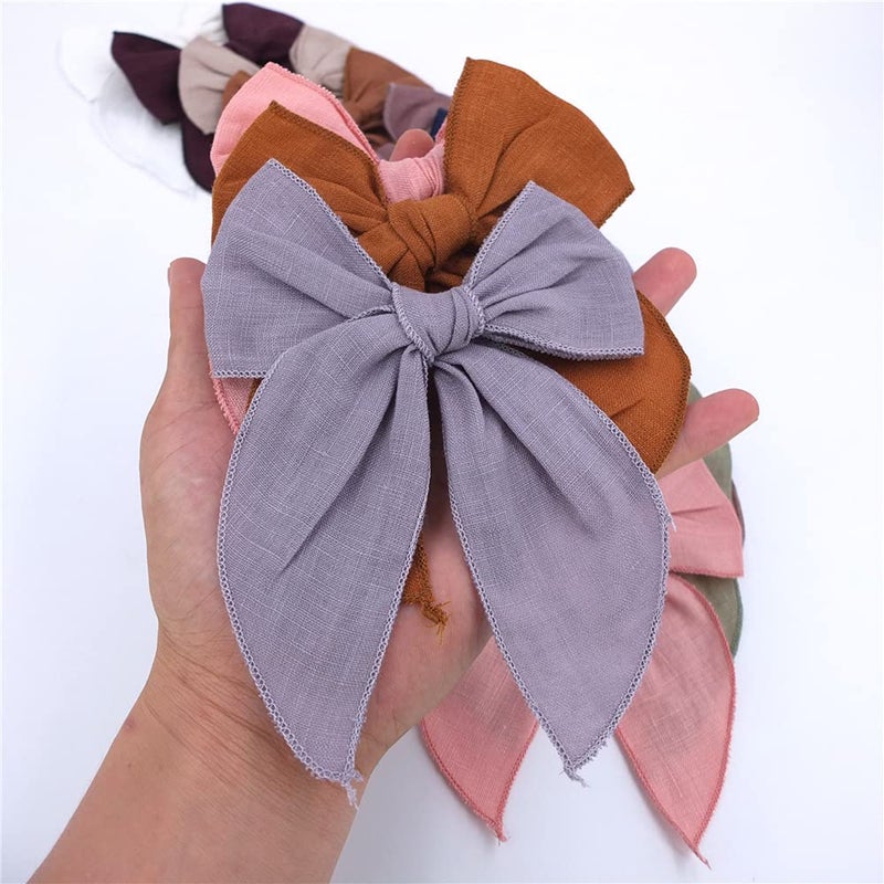 Sugarmelon Fable Bow Hair Clips Baby Girls Kids Women Cotton Linen Hair Bow Clips Large Sailor Hair Bows Accessories Hairgrips (Natural Classic) - Image 5