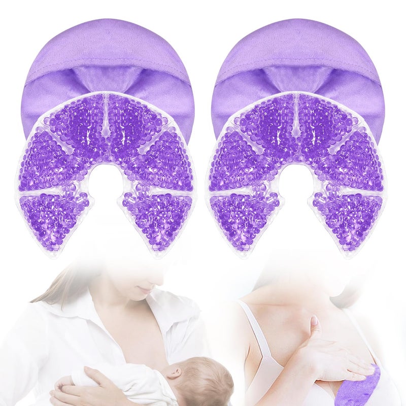 CONBELLA Hot Cold Gel Bead Breast Therapy Pack,Breast Ice Packs for Breastfeeding,Relief for Breastfeeding,Nursing Pain, Mastitis,Engorgement,Plugged Ducts, Boost Milk Let-Down & Production (#42 Purple) - Image 1