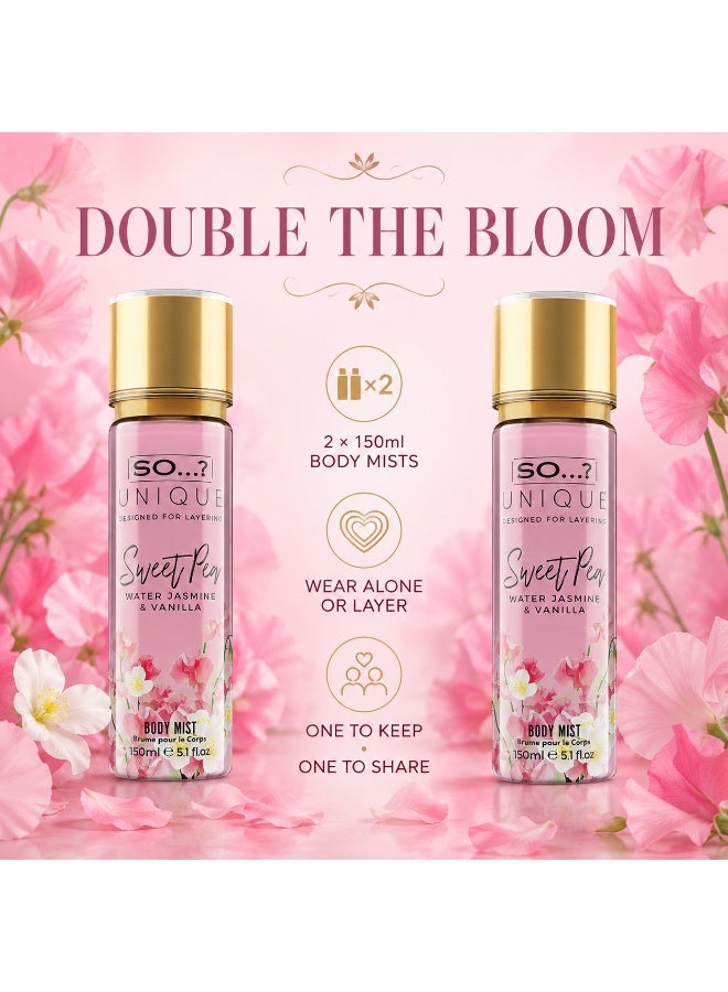 So..? SO…? Unique Sweet Pea Body Mist for Women, Floral Fruity & Vanilla Long-Lasting Fragrance Spray, Wear Alone or Layer with Other Scents, Vegan Perfume Gift for Women & Teen Girls, 150ml, Pack of 2 - Image 3