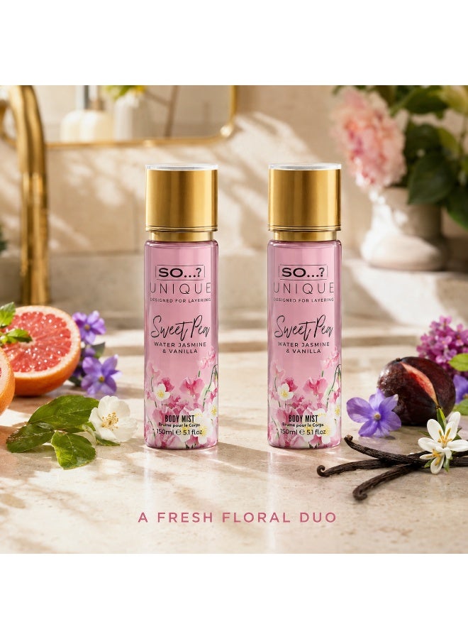 So..? SO…? Unique Sweet Pea Body Mist for Women, Floral Fruity & Vanilla Long-Lasting Fragrance Spray, Wear Alone or Layer with Other Scents, Vegan Perfume Gift for Women & Teen Girls, 150ml, Pack of 2 - Image 4