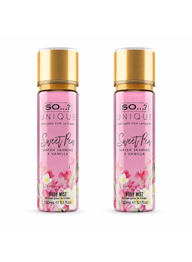 So..? SO…? Unique Sweet Pea Body Mist for Women, Floral Fruity & Vanilla Long-Lasting Fragrance Spray, Wear Alone or Layer with Other Scents, Vegan Perfume Gift for Women & Teen Girls, 150ml, Pack of 2 - Image 1