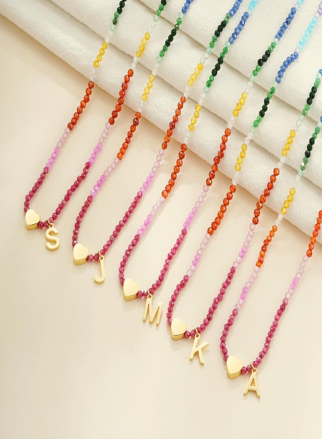 Treasure Bender Colorful Initial Necklaces for Women Girls, Dainty Letter D Initial Necklace Cute Natural Gemstone Beaded Necklace Birthday Gifts for 4 5 6 7 8 9 10 11 12 13 Year Old Girl - Image 5