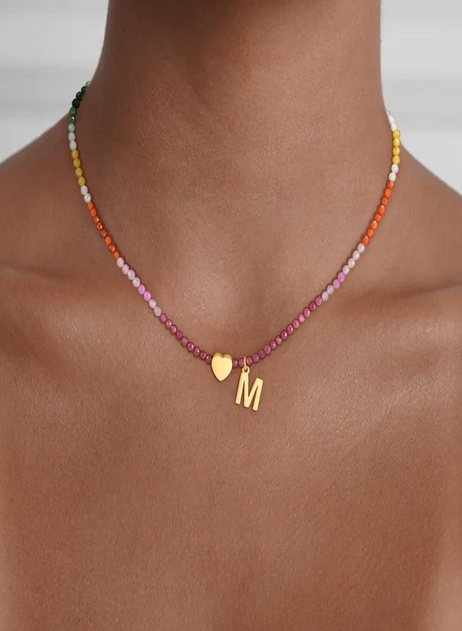 Treasure Bender Colorful Initial Necklaces for Women Girls, Dainty Letter D Initial Necklace Cute Natural Gemstone Beaded Necklace Birthday Gifts for 4 5 6 7 8 9 10 11 12 13 Year Old Girl - Image 4