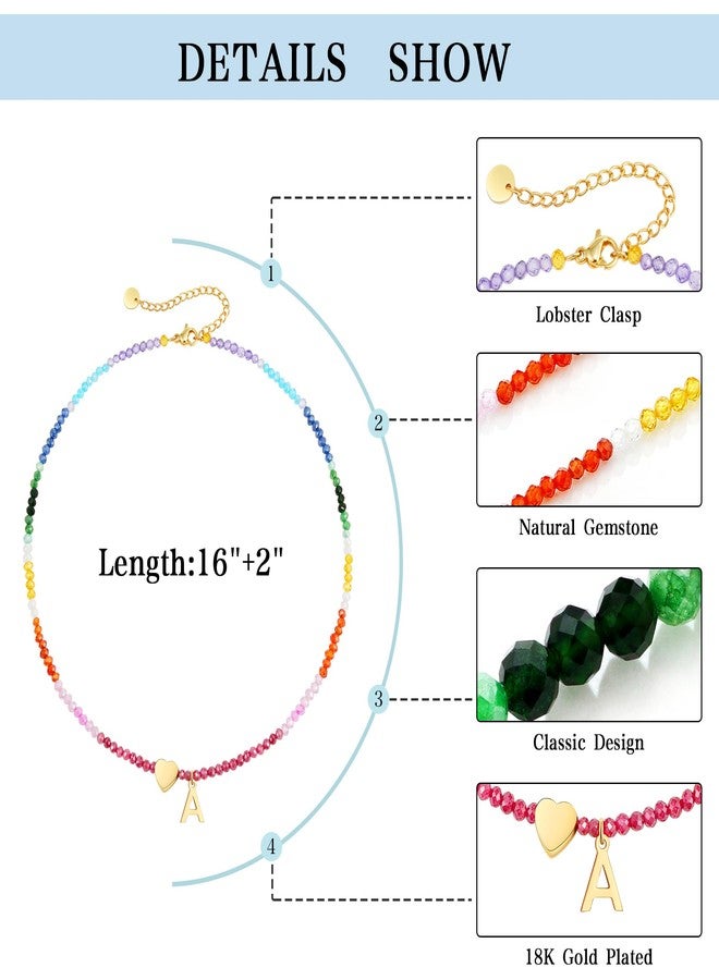 Treasure Bender Colorful Initial Necklaces for Women Girls, Dainty Letter D Initial Necklace Cute Natural Gemstone Beaded Necklace Birthday Gifts for 4 5 6 7 8 9 10 11 12 13 Year Old Girl - Image 3