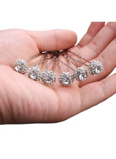 Ammei Headpiece Bridal Hair Pins Set Of 6 Bobby Pins Style With Sparkly Rhinestone For Wedding Parties Silver 