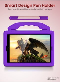Moxedo Moxedo Shockproof Protective Case Cover Lightweight Convertible Handle Kickstand for Kids with pencil holder Compatible for iPad Pro / Air3 10.5 / 10.2 2019 / 2021 - Purple  - Image 3