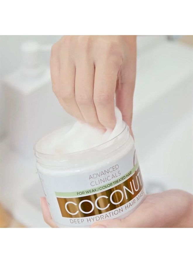 Advanced Clinicals Coconut Oil Hair Mask Treatment Deep Hydration Hair Repair Mask Conditioner To Strengthen Dry, Color-Treated, Weak Hair & Boost Hair Growth W/Shea Butter & Kelp, 12 Fl Oz - Image 2