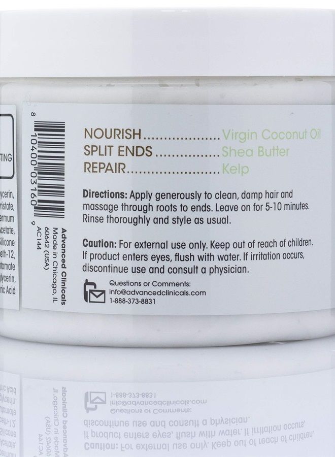 Advanced Clinicals Coconut Oil Hair Mask Treatment Deep Hydration Hair Repair Mask Conditioner To Strengthen Dry, Color-Treated, Weak Hair & Boost Hair Growth W/Shea Butter & Kelp, 12 Fl Oz - Image 3