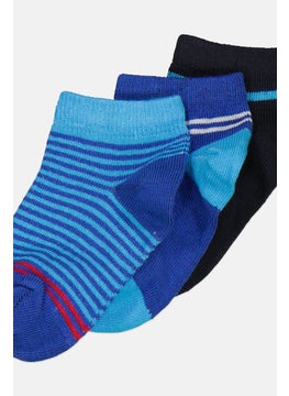 RBX Kids Boy 3 Pairs Stripe Ankle Socks, Black  - Image 2