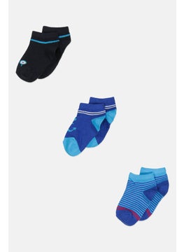 RBX Kids Boy 3 Pairs Stripe Ankle Socks, Black  - Image 1