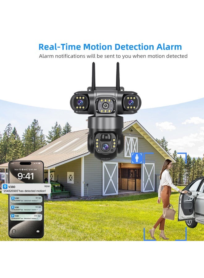 IqwiCam 4G Surveillance Camera with 128GB SD Card, Solar Security Camera with Three-Eye Three-Screen, 12MP 6K CCTV Battery Indoor Outdoor Home Security Surveillance Camera - Image 4