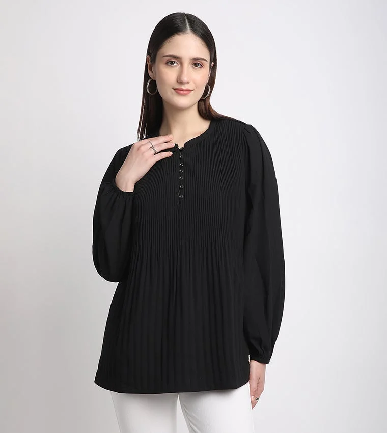 BEVERLY HILLS POLO CLUB Pleated Long Sleeves Top