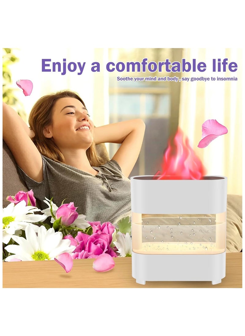 Generic - 7-Color LED Fireplace Flame Diffuser with Raindrop Sounds, 300ml Essential Oil Aroma Humidifier for Home & Office Quiet, Decorative, and Simulated Flame Night Light Diffuser Decorative Simulation Flame Humidifier Quiet Flame Aroma Diffuser for Home Office Color Black,White. - Image 1