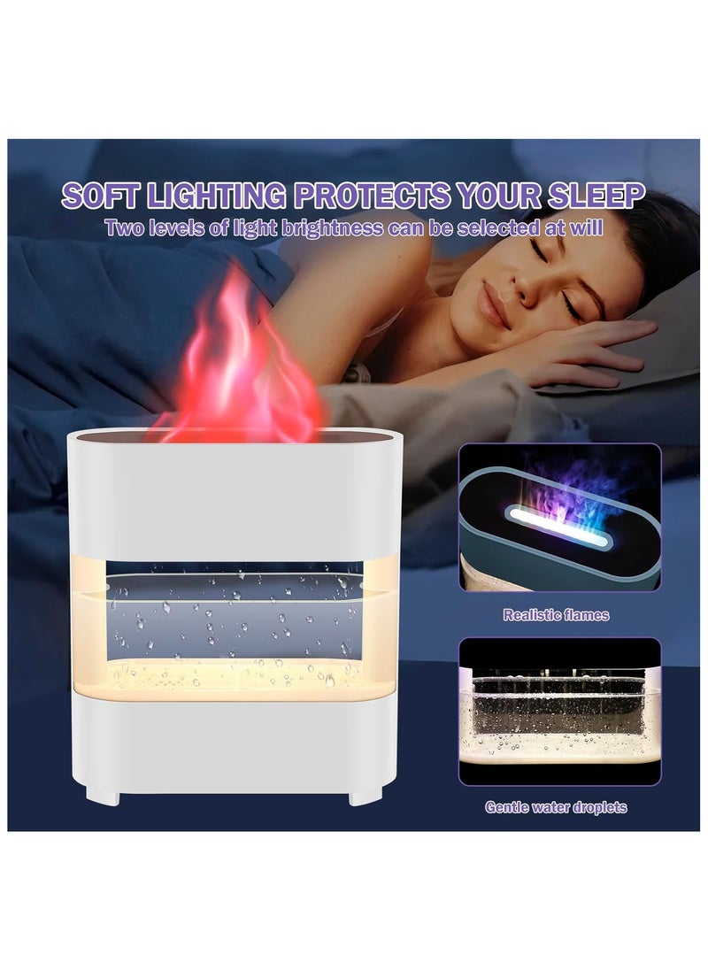 Generic - 7-Color LED Fireplace Flame Diffuser with Raindrop Sounds, 300ml Essential Oil Aroma Humidifier for Home & Office Quiet, Decorative, and Simulated Flame Night Light Diffuser Decorative Simulation Flame Humidifier Quiet Flame Aroma Diffuser for Home Office Color Black,White. - Image 1