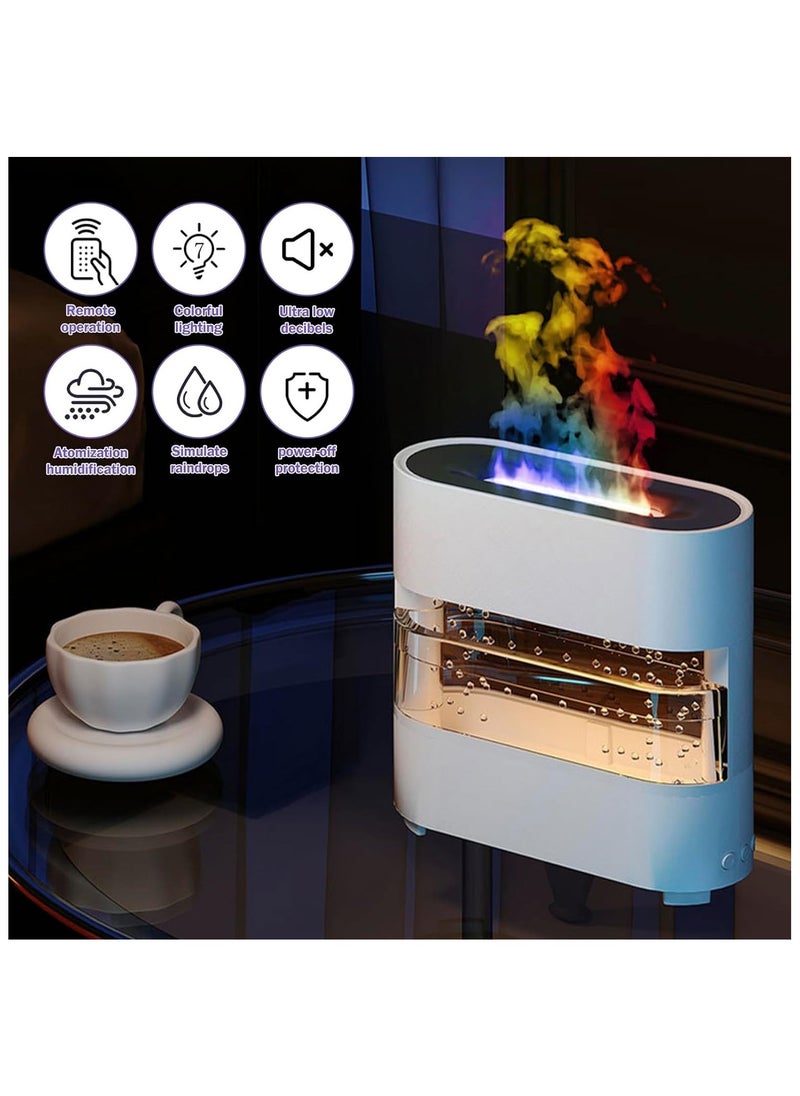 Generic - 7-Color LED Fireplace Flame Diffuser with Raindrop Sounds, 300ml Essential Oil Aroma Humidifier for Home & Office Quiet, Decorative, and Simulated Flame Night Light Diffuser Decorative Simulation Flame Humidifier Quiet Flame Aroma Diffuser for Home Office Color Black,White. - Image 1