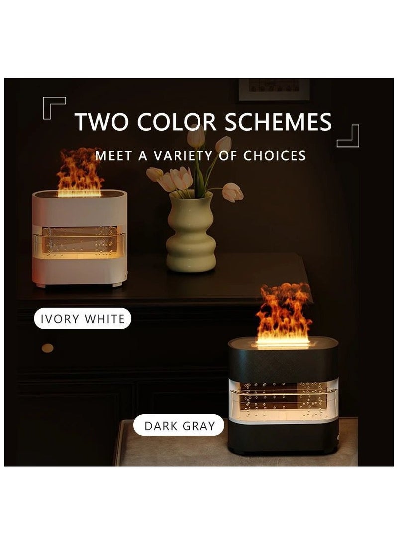 Generic - 7-Color LED Fireplace Flame Diffuser with Raindrop Sounds, 300ml Essential Oil Aroma Humidifier for Home & Office Quiet, Decorative, and Simulated Flame Night Light Diffuser Decorative Simulation Flame Humidifier Quiet Flame Aroma Diffuser for Home Office Color Black,White. - Image 1