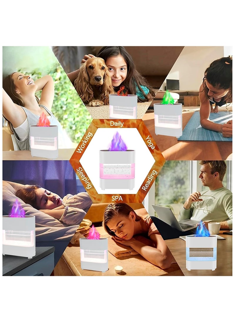 Generic - 7-Color LED Fireplace Flame Diffuser with Raindrop Sounds, 300ml Essential Oil Aroma Humidifier for Home & Office Quiet, Decorative, and Simulated Flame Night Light Diffuser Decorative Simulation Flame Humidifier Quiet Flame Aroma Diffuser for Home Office Color Black,White. - Image 1