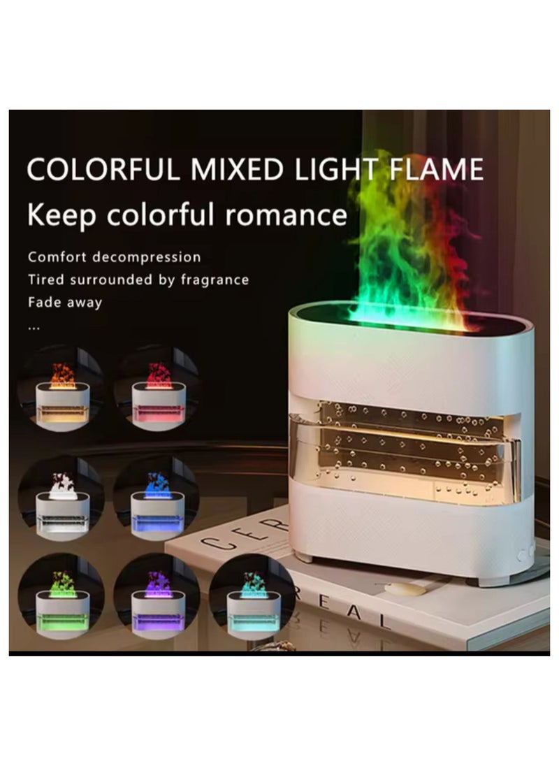 Generic - 7-Color LED Fireplace Flame Diffuser with Raindrop Sounds, 300ml Essential Oil Aroma Humidifier for Home & Office Quiet, Decorative, and Simulated Flame Night Light Diffuser Decorative Simulation Flame Humidifier Quiet Flame Aroma Diffuser for Home Office Color Black,White. - Image 1