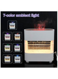 7-Color LED Fireplace Flame Diffuser with Raindrop Sounds, 300ml Essential Oil Aroma Humidifier for Home & Office Quiet, Decorative, and Simulated Flame Night Light Diffuser Decorative Simulation Flame Humidifier Quiet Flame Aroma Diffuser for Home Office Color Black,White.