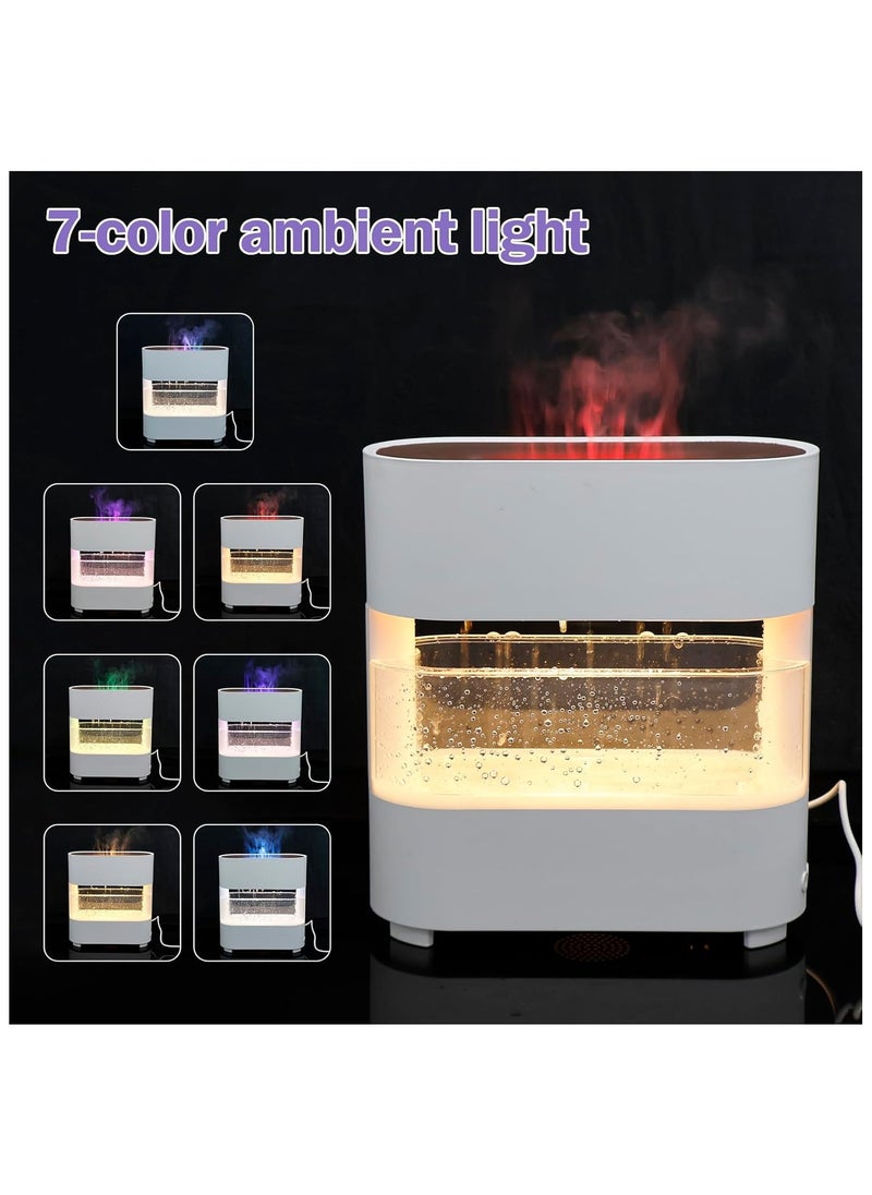 Generic - 7-Color LED Fireplace Flame Diffuser with Raindrop Sounds, 300ml Essential Oil Aroma Humidifier for Home & Office Quiet, Decorative, and Simulated Flame Night Light Diffuser Decorative Simulation Flame Humidifier Quiet Flame Aroma Diffuser for Home Office Color Black,White. - Image 1