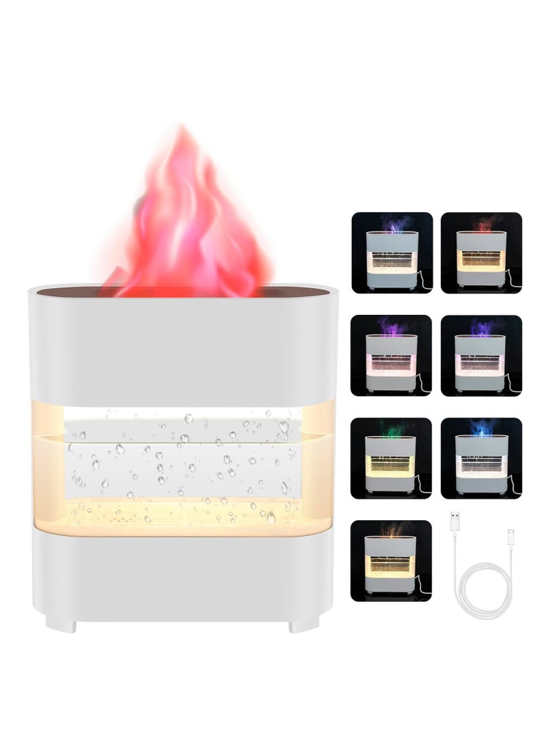 Generic - 7-Color LED Fireplace Flame Diffuser with Raindrop Sounds, 300ml Essential Oil Aroma Humidifier for Home & Office Quiet, Decorative, and Simulated Flame Night Light Diffuser Decorative Simulation Flame Humidifier Quiet Flame Aroma Diffuser for Home Office Color Black,White. - Image 1