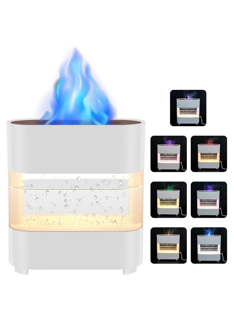 Generic - 7-Color LED Fireplace Flame Diffuser with Raindrop Sounds, 300ml Essential Oil Aroma Humidifier for Home & Office Quiet, Decorative, and Simulated Flame Night Light Diffuser Decorative Simulation Flame Humidifier Quiet Flame Aroma Diffuser for Home Office Color Black,White. - Image 1