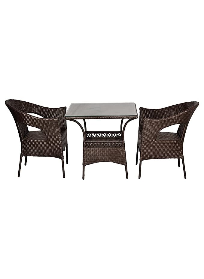 ANAND INDIA GROUPS ANAND INDIA GROUPS Patio 2 Chair 1 Square Table Set 21 Rattan Patio Furniture Sets Chair and Table with Cushions for Garden Balcony Bedroom Indoor RoofTop Powde WickerBrown 