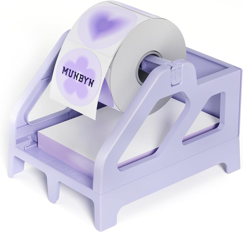 MUNBYN Label Holder for Rolls and Fan-Fold Labels, Thermal Sticker Roll Holder for Desktop Thermal Printer Shipping Supplies Industrial Paper, Purple - Image 1