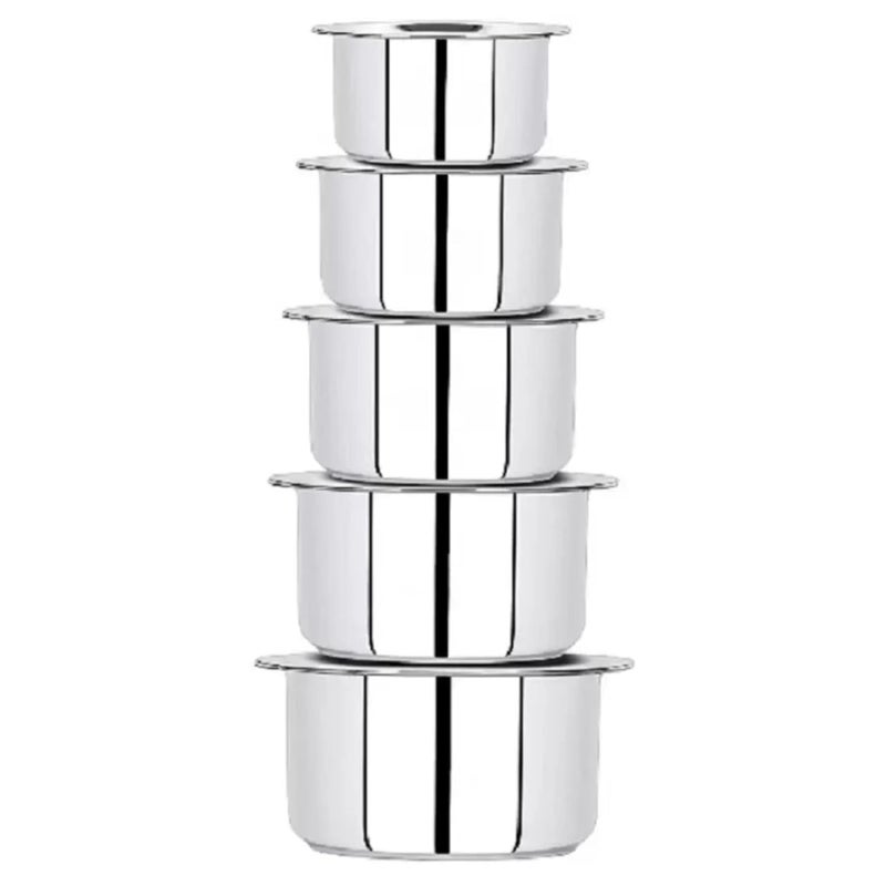 Sprucezone Stainless Steel Set of 5 Induction Base Tope SetCookware Set with lid Multipurpose Capacity 5 Pieces 1 LTR 15 LTR 2 LTR 25 LTR 3 LTR - Image 5