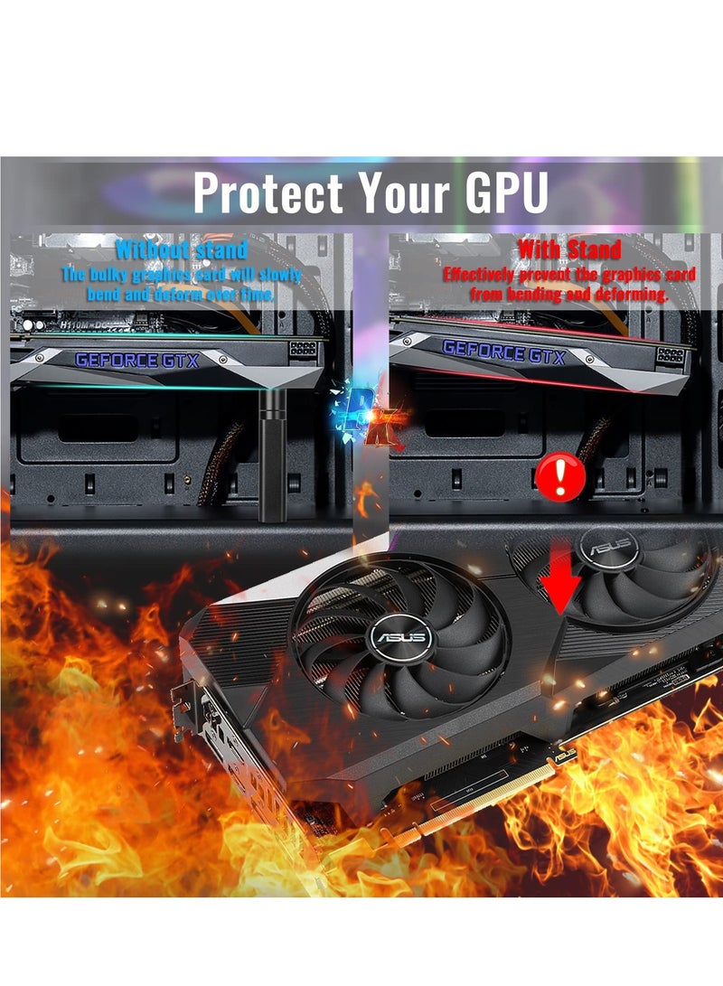 دعم GPU قابل للتعديل لبطاقات الرسوميات، قاعدة VGA عالمية مع تعديل الارتفاع، حامل بطاقة الفيديو لمنع التراخي، قاعدة دعم GPU سوداء. - Image 5