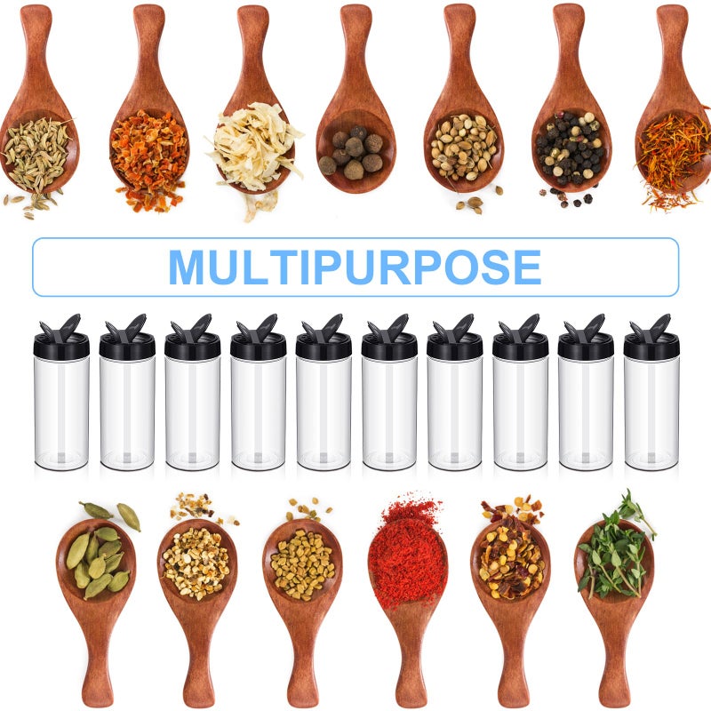 Zhehao 24 Pieces Plastic Spice Containers Plastic Spice Bottles Clear Reusable Large Empty Seasoning Jars with Shaker Lids for Kitchen Storage Seasoning Powder Herbs(16 oz,Cylinder,Clear and Black) - Image 3