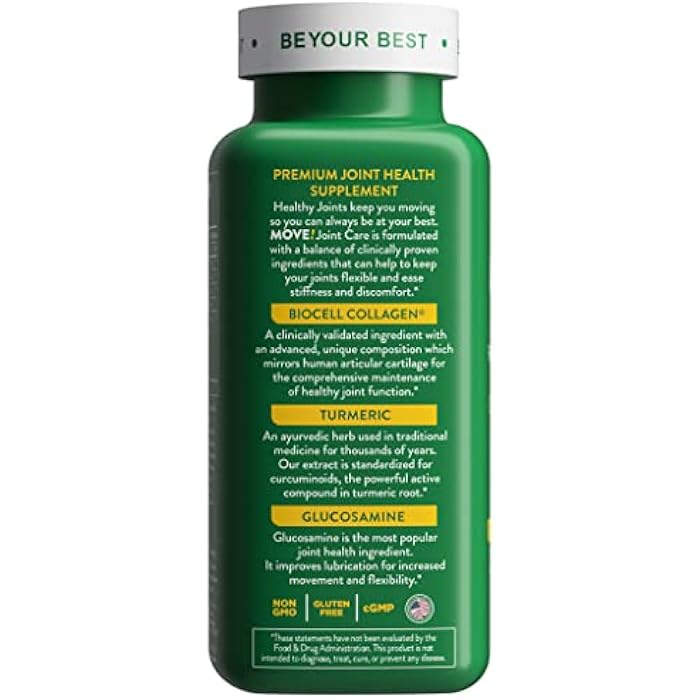 Health Logics Move! Healthy Joints with BioCell Collagen, Glucosamine, MSM, Vitamin C, Turmeric Extract 95% Curcuminoids, Boswellia Serrata | Support Joint Comfort | Non-GMO | 90 Capsules - Image 3