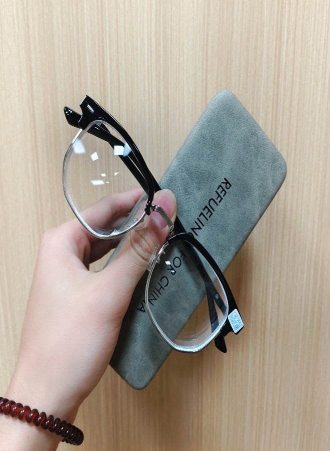 Coconut Anti-blue light radiation half-frame literary casual myopia glasses are unisex. （Suitable for 400 degree myopia） - Image 2