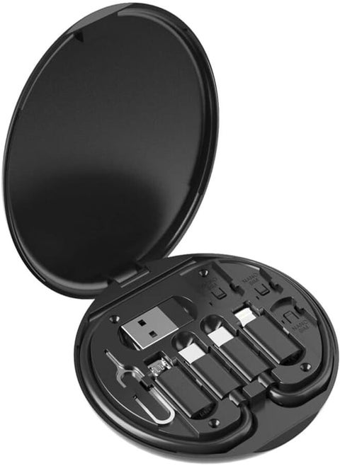 ZALUJMUS Multifunctional Data Cable for Lightning Devices, USB-C and Micro-USB, Universal Data Transfer Cable (Black)