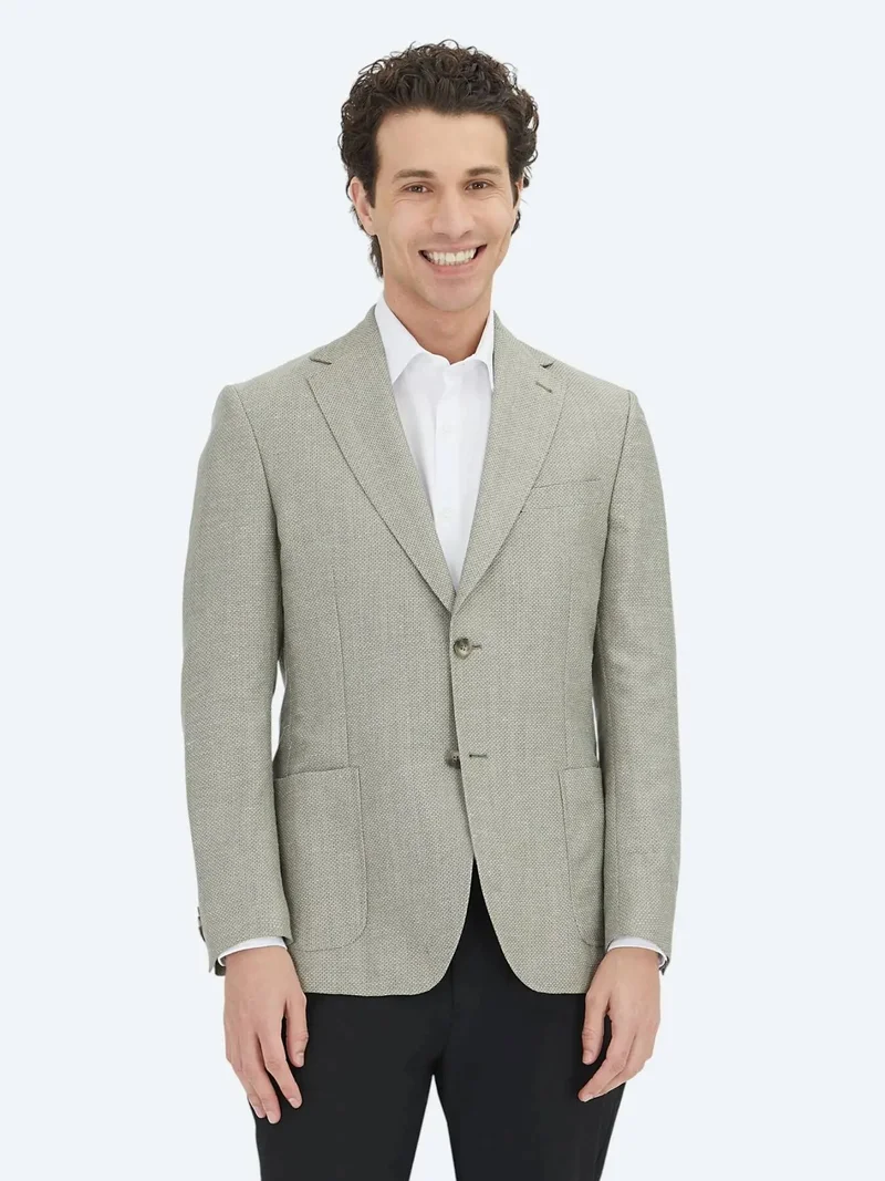 كيب جاكيت كاكي سادة بقصة عصرية من مزيج الصوف