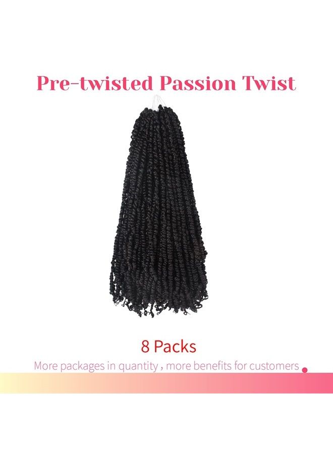 BOHOBABE The BOHOBABE Pre-twisted Passion Twist Crochet Hair 24 Inch Pre-looped Long Crochet Passion Twist Braiding Hair 8 Packs Soft Bohemian Twists (1B) - Image 2