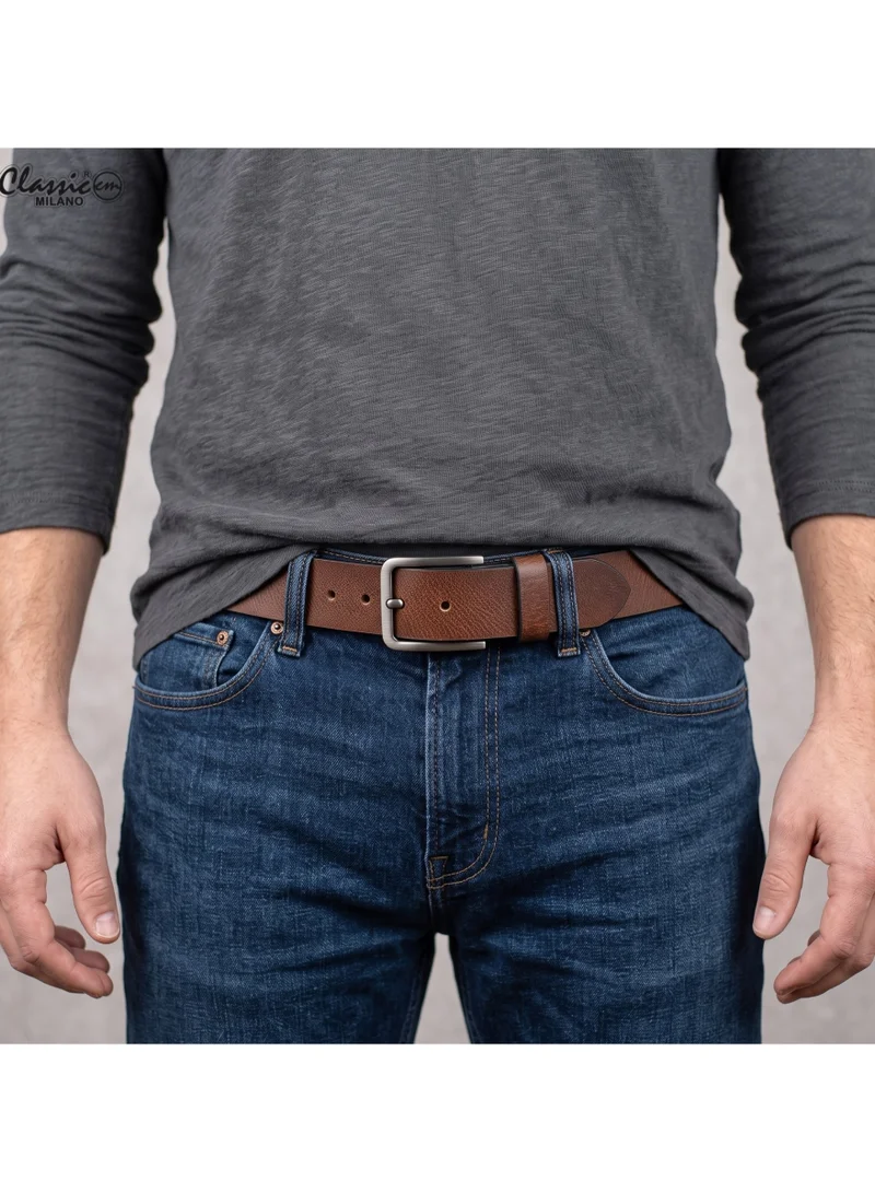 Classic Milano Classic Milano Genuine Leather Belt for Men - Semi-Casual & Party Wear Belt for Jeans, Casual Outfits, and Gifts - Black, Brown & Tan Men’s Belt