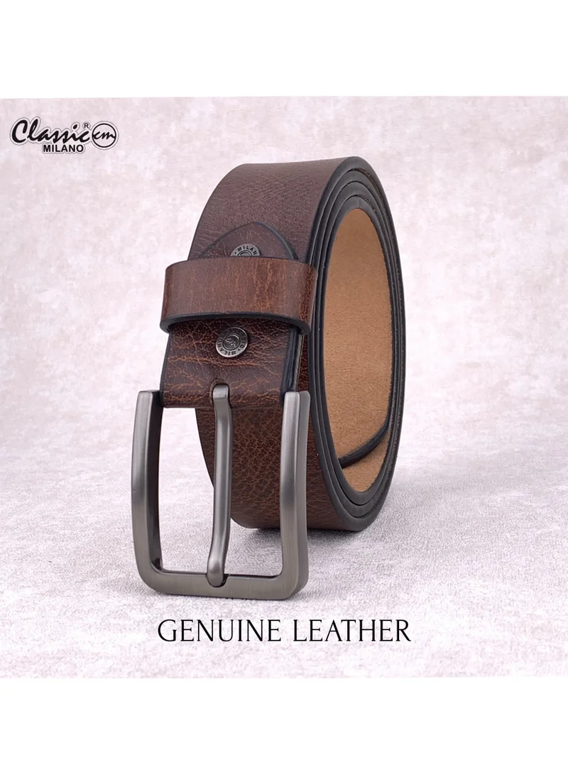 Classic Milano Tan (HPPB) Classic Milano Genuine Leather Belt for Men - Semi-Casual & Party Wear Belt for Jeans, Casual Outfits, and Gifts - Black, Brown & Tan Men’s Belt for Men | Best Price UAE