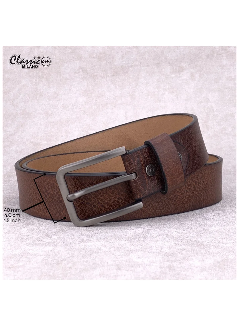 Classic Milano Tan (HPPB) Classic Milano Genuine Leather Belt for Men - Semi-Casual & Party Wear Belt for Jeans, Casual Outfits, and Gifts - Black, Brown & Tan Men’s Belt for Men | Best Price UAE
