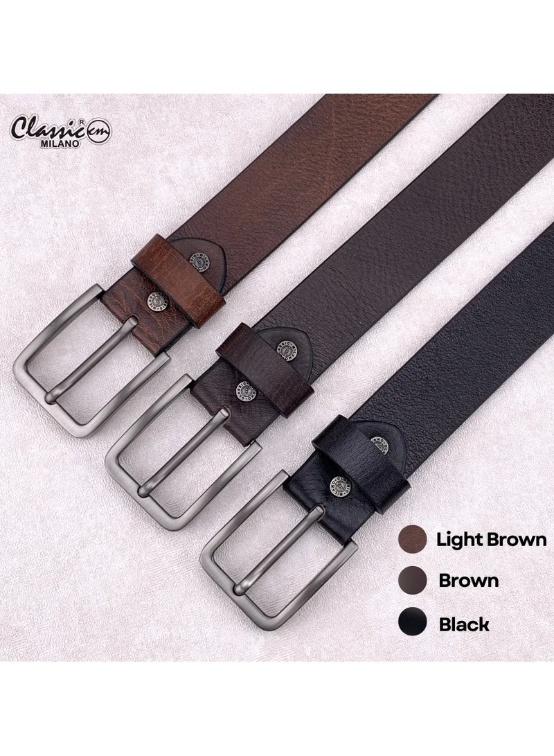 Classic Milano Tan (HPPB) Classic Milano Genuine Leather Belt for Men - Semi-Casual & Party Wear Belt for Jeans, Casual Outfits, and Gifts - Black, Brown & Tan Men’s Belt for Men | Best Price UAE