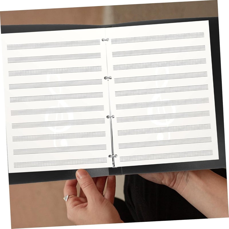 A4 Four-Hole File Folder, Music Score Document Organizer, Black Plastic School and Office Binder for Loose Leaf Paper Storage - Image 4